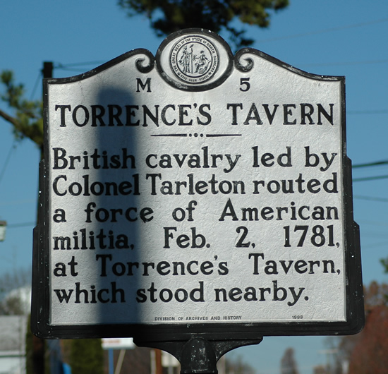 Torrence's Tavern - NC Highway Historical Marker M5